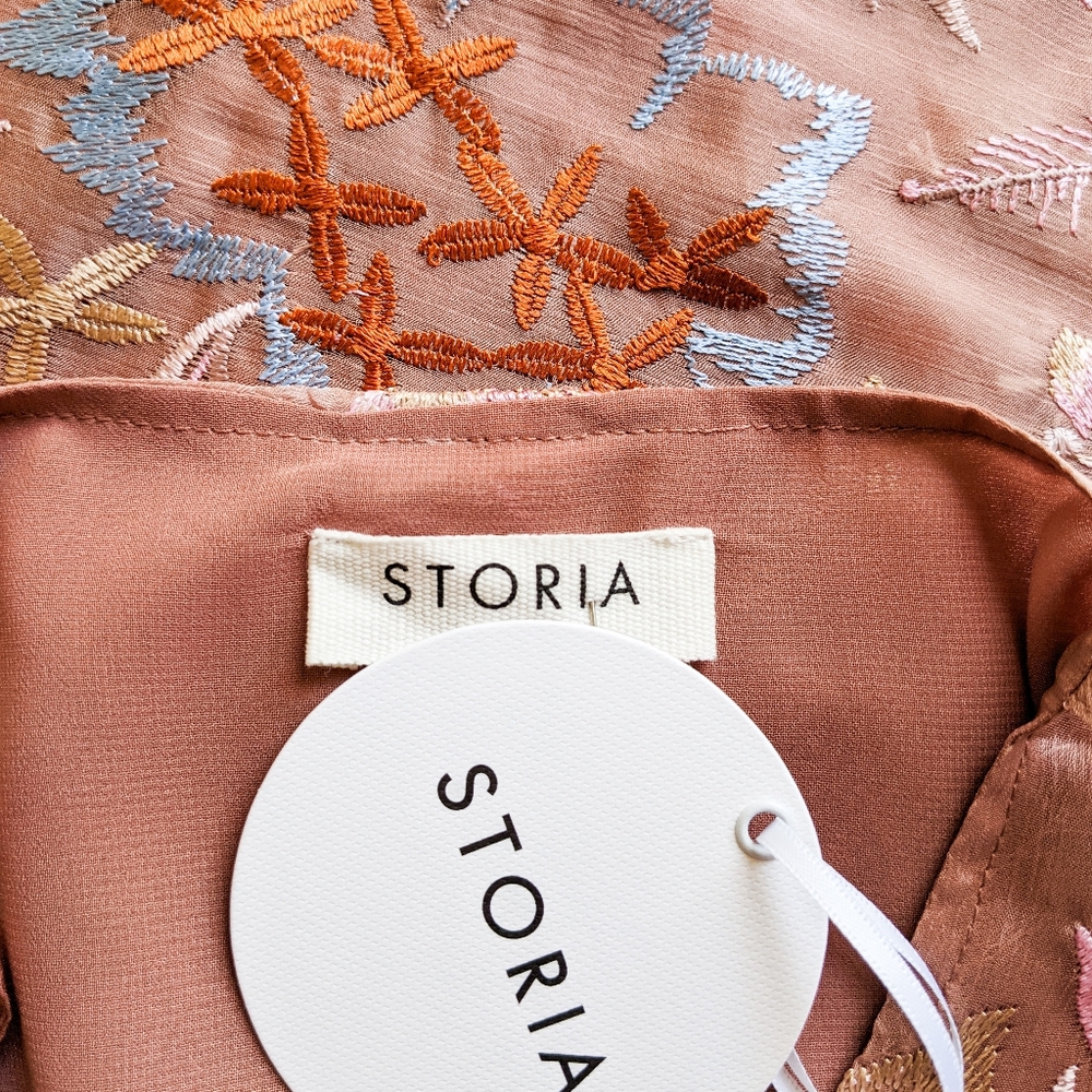 NWT Storia Embroidered Floral Mini Slip Dress, Size Small - Picture 5 of 5